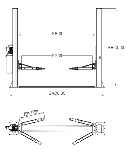KT-H105 Two Post Vehicle Lift 10,000lbs